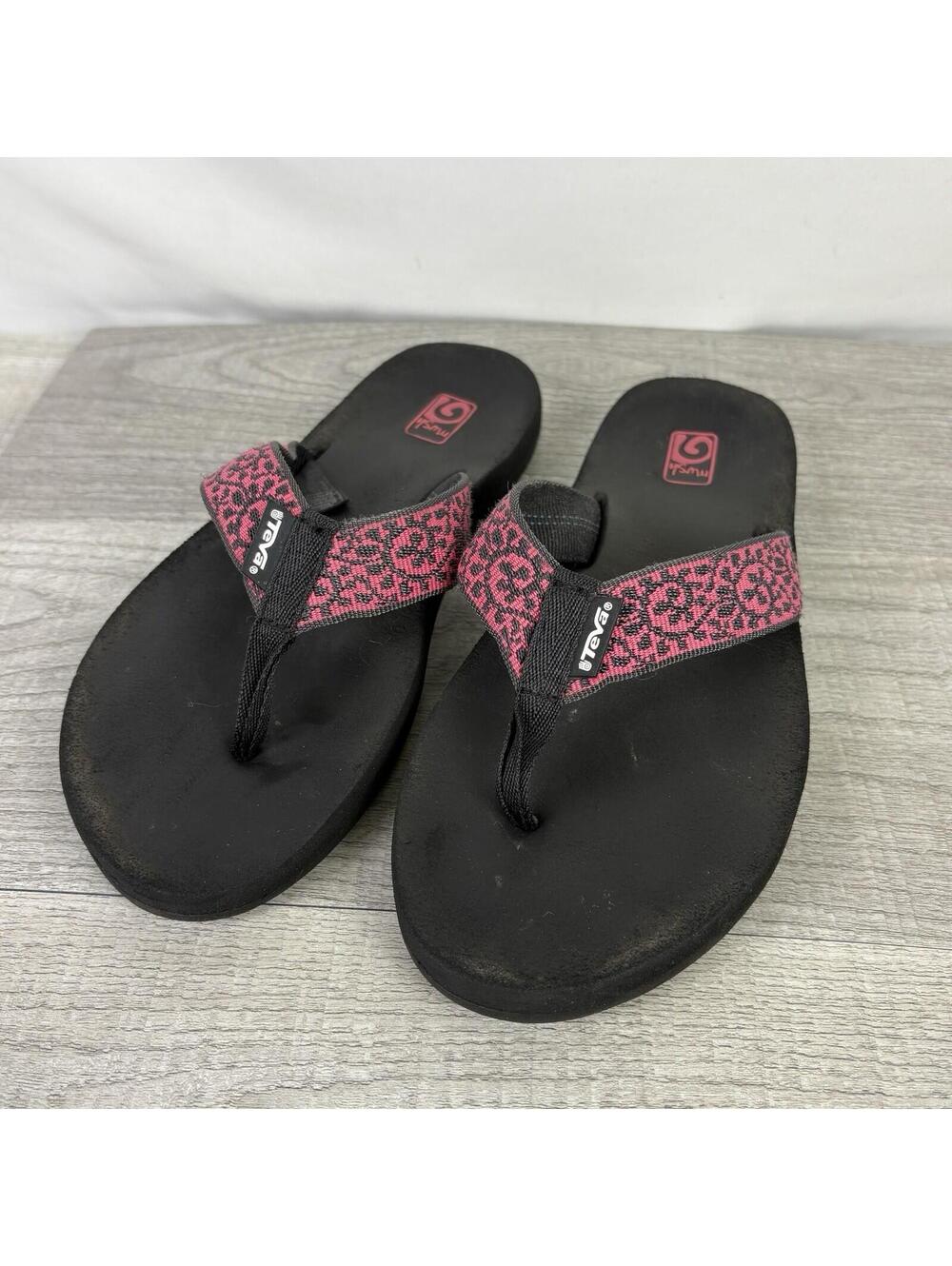 Teva Mush II Women's Flip Flop Sandals Size 8 Pink Black